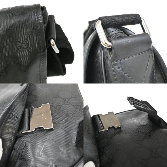GUCCI Logo Imprime GG Pattern Shoulder Bag PVC Leather Black SHW Italy 34YH650 - Picture 16 of 16